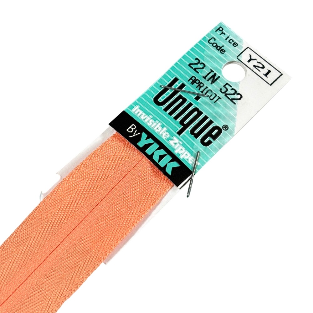Unique by YKK Invisible Zippers Lot of 2 22 Inch Black 580 and Apricot 522 USA - Picture 3 of 9